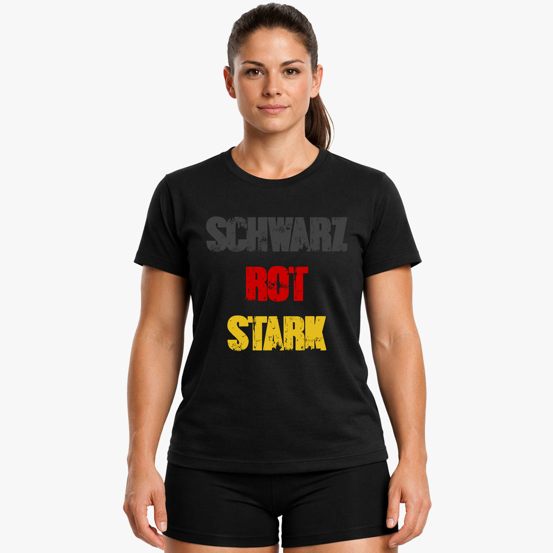 Schwarz Rot Stark T-Shirt